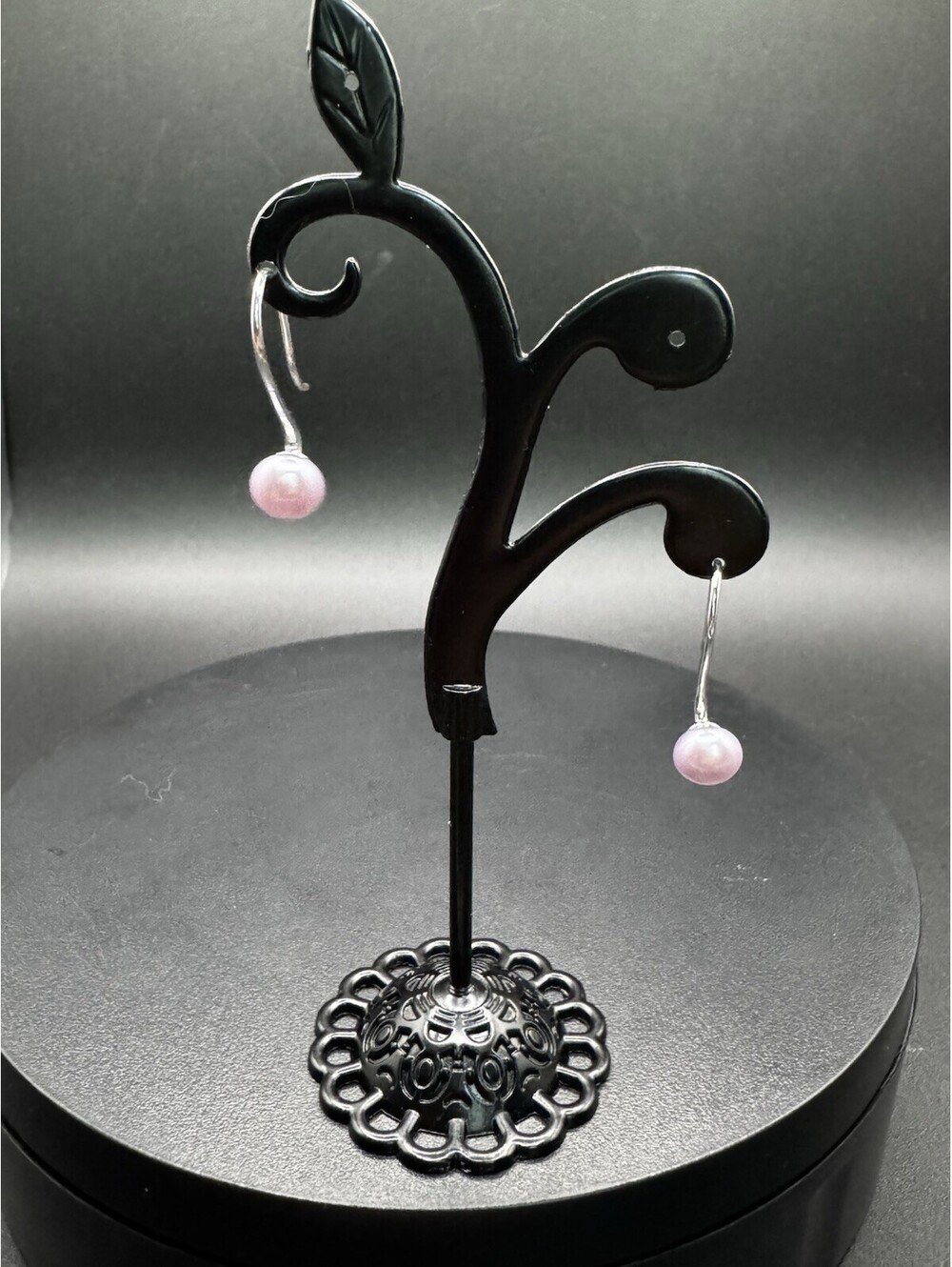 925 Sterling Silver Lavender Cultured Pearl Drop Hook Earrings Minimalist Purple